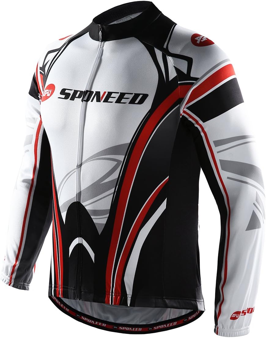 sponeed Men's Bicycle Shirts Long Sleeve Biker Jerseys Full Zipper Winter Cycling Gear Breathable