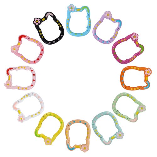 WTYONZEL 12 Pack Cute Carabiner Keychain Clips Cat Shape Carabiner Clip Aluminum Ring Climbing Clips for Keychains, Water Bottle Holders, Dog Leashes and More