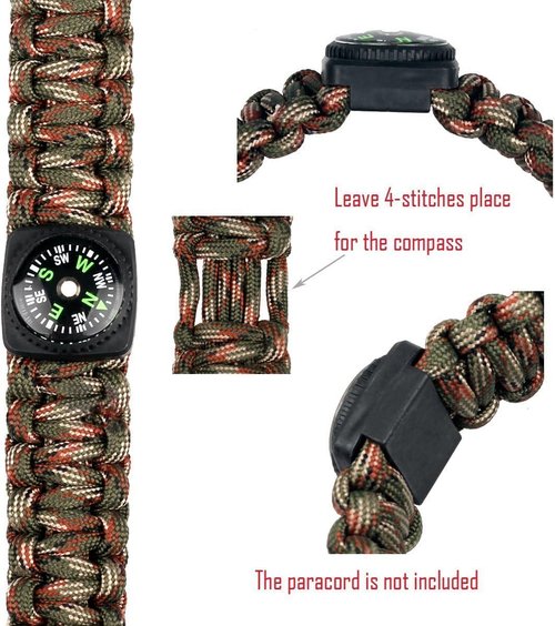 bayite Hard Shell Liquid Filled Button Compass Set for Survival Watch Band Paracord Bracelet Pack of 10