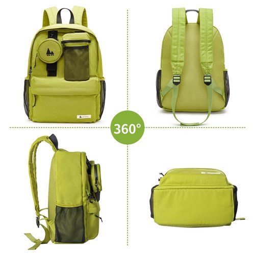 Shukiku 15 Inch Cool Backpack for Woman Man, 3 in 1 Removable, College Travel Daypack, Green Large
