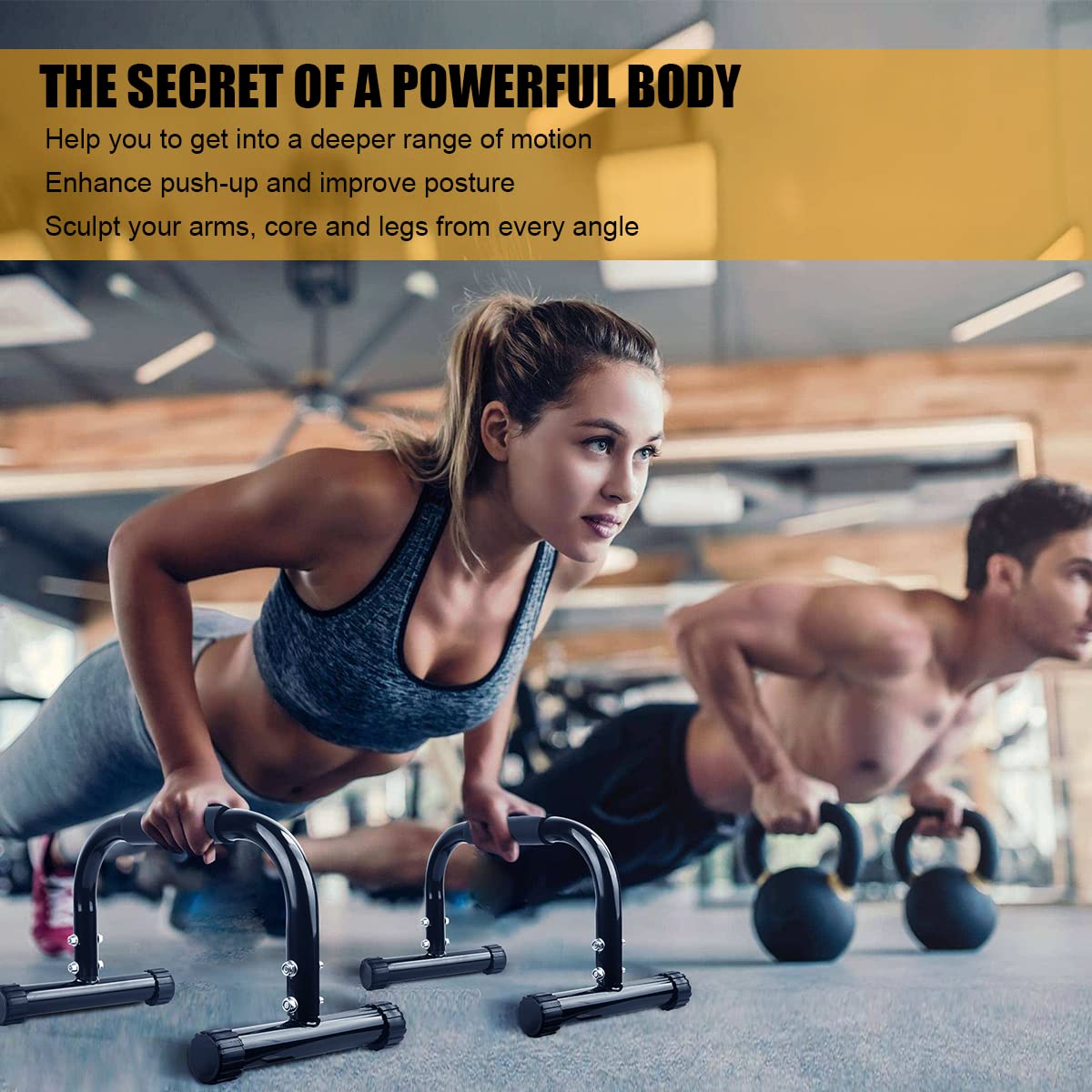 AmazeFan Parallettes Bars, Push Up Bars Strength Training for Handstands, Full Planche & Dips, Calisthenic, Gymnastic, [16.6x10x10in] Push Up Stands Handle for Floor Workouts Calisthenics Equipment