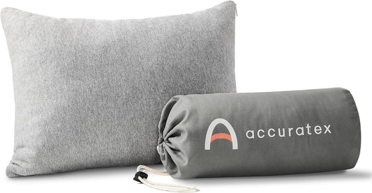 ACCURATEX Camping Pillow-100% Cotton Breathable Cover,Shredded Memory Foam Compressible Travel Pillow,Camping&Travel Accessories-Small Backpacking Pillow Camping Essentials for Sleeping,Car&Airplane