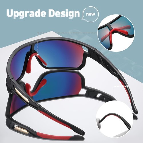 Bevi Polarized Sports Sunglasses TR90 Unbreakable Frame for Men Women Running Cycling Baseball