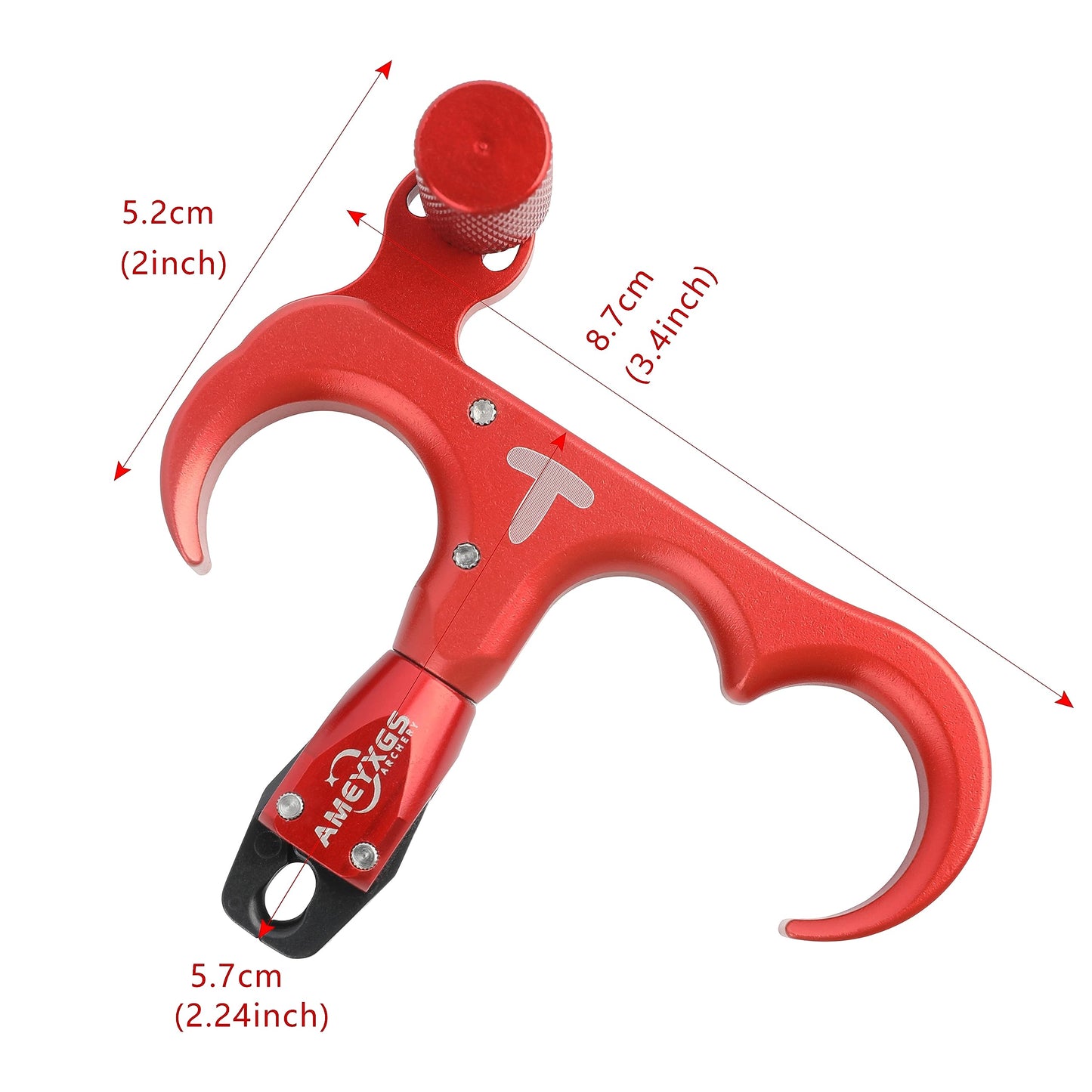 AMEYXGS Archery Bow Release for Compound Bows,Durable Aluminum 360° Rotate Caliper Thumb Release 3 Finger Release (Black)