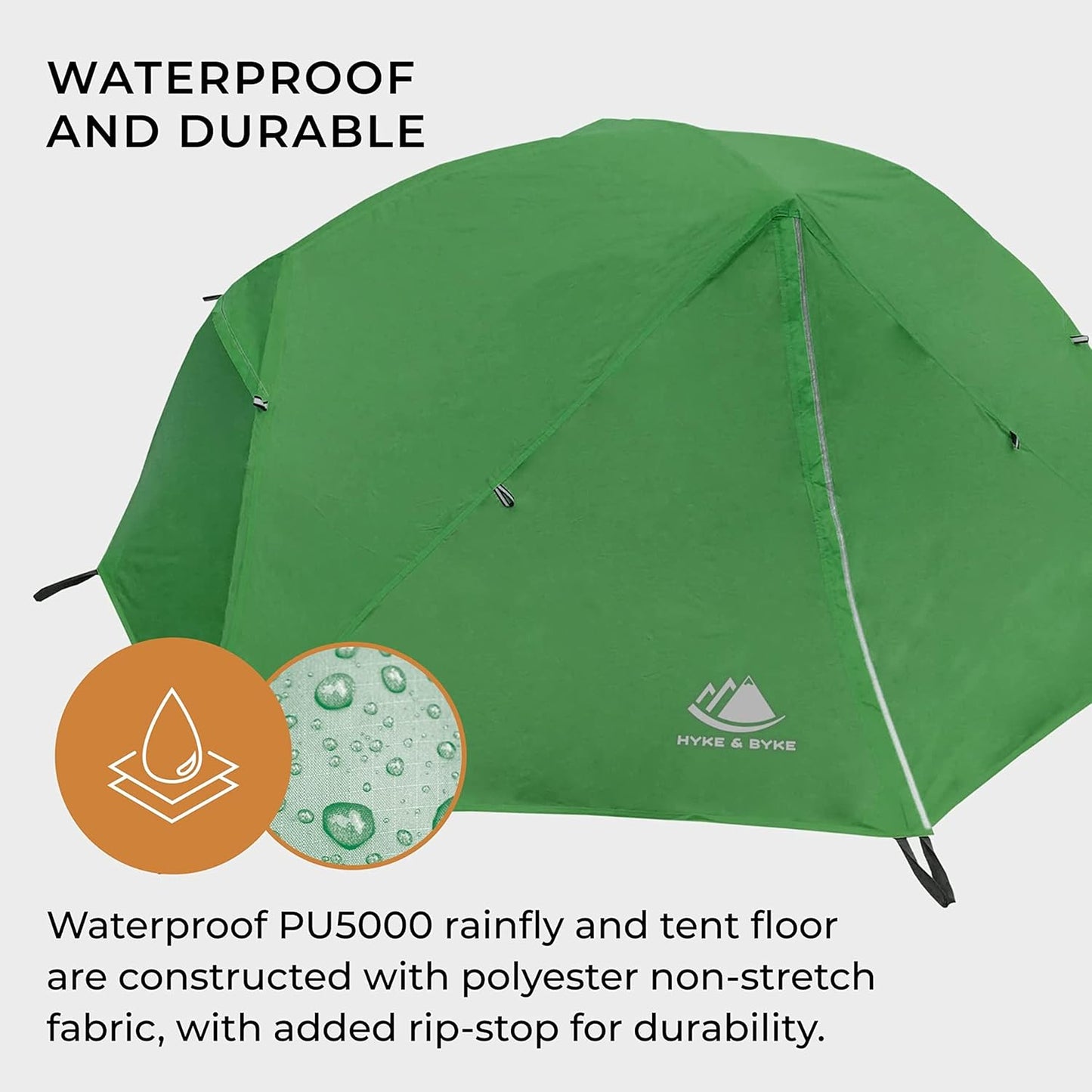 Hyke & Byke Zion Hiking & Backpacking Tent - 3 Season Ultralight, Waterproof Tent for Camping w/Rain Fly and Footprint - 1 Person - Orange