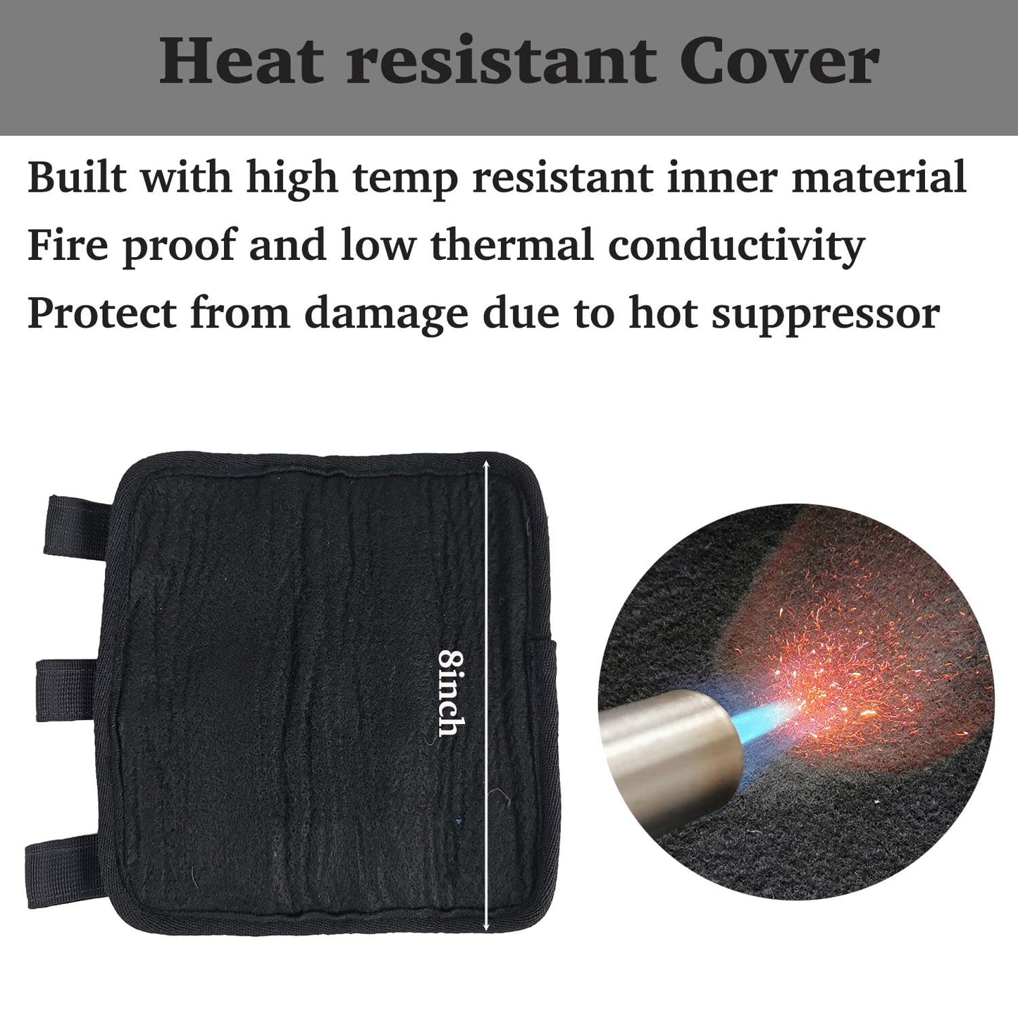 Dasiyoki 8-Inch Suppressor Cover with Burn Proof Inner Sleeve for Silencer Heat-Insulated Gear Suppressor Wrap Hunting & Shooting Essential Accessory Black