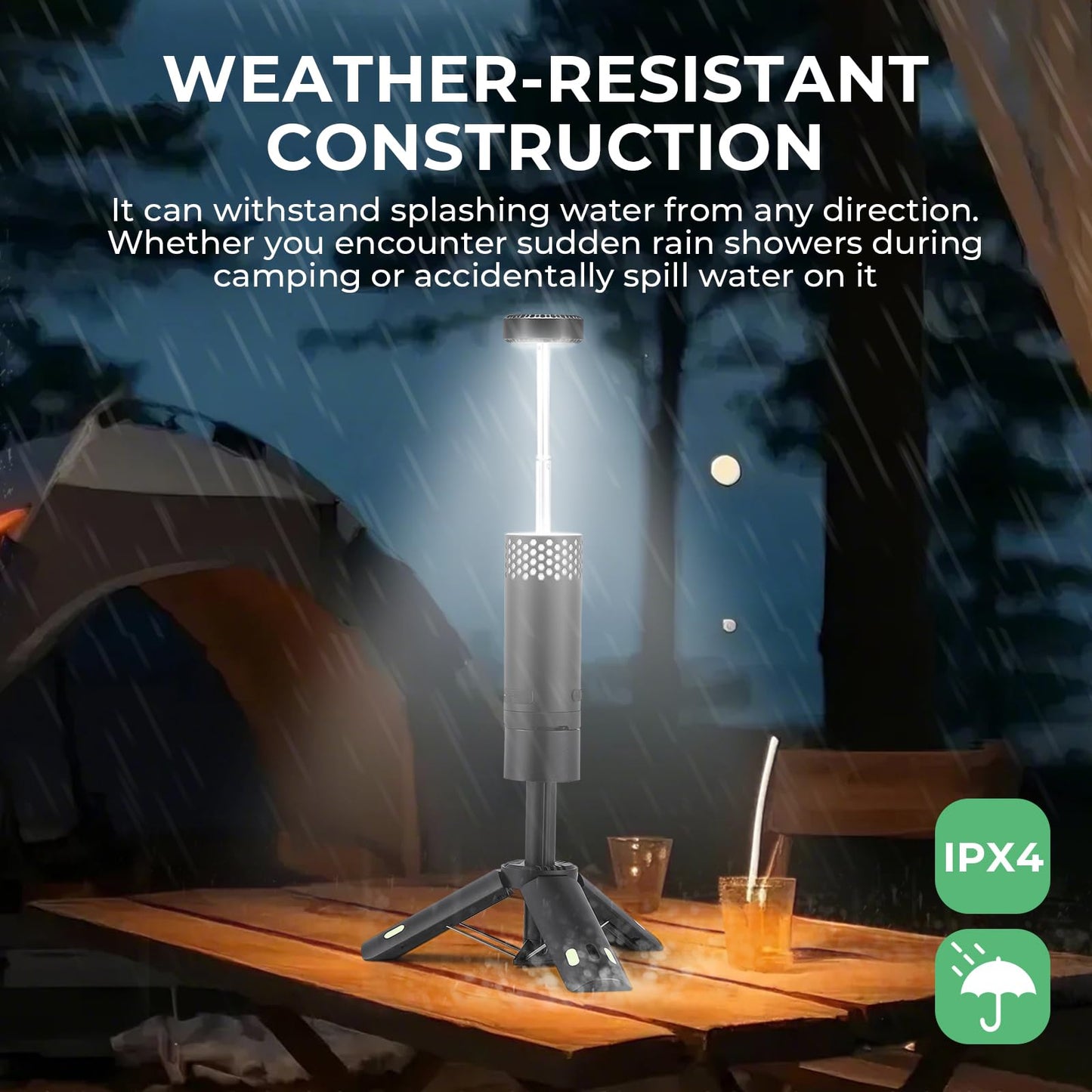 Flyrivergo Telescopic Camping Light, Recahrgeable Portable Camping Lantern 4 Light Modes, with Tripod and Storage Bag, 10000mAh Battery Outdoor Lights for Emergency, Camping, Hiking
