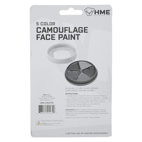 HME Camo Face Paint Kit with Mirror - Long-Lasting Non-Glare Easy-to-Use Concealment Makeup for Hunting in Compact Case, 3 Colors