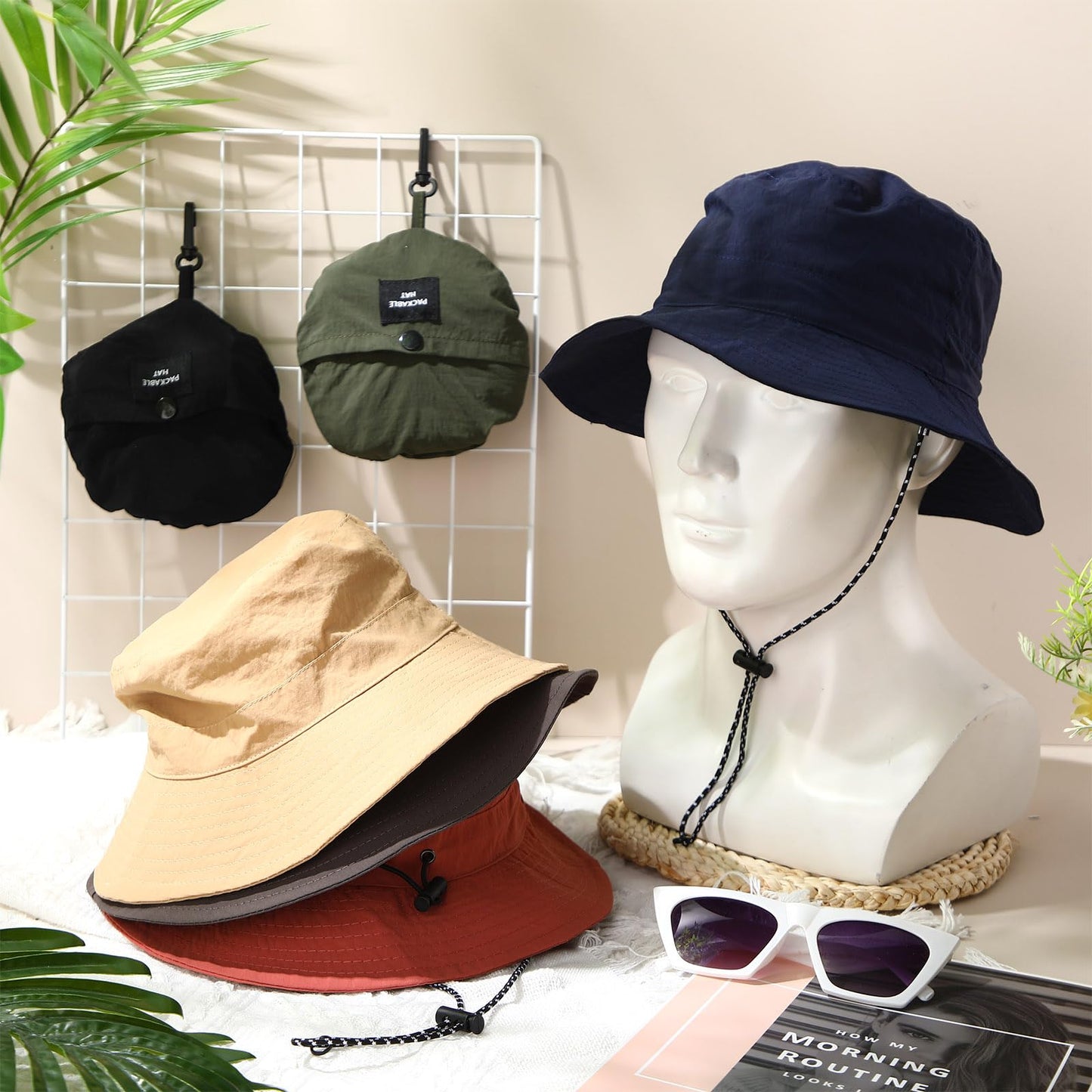 JaGely 6 Pcs Waterproof Bucket Hat Sun Fishing Hat for Women Men Packable UV Protection Adjustable Beach Foldable Hiking Safari Caps