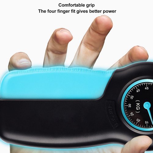 POENVFPO Hand Strengthener Grip Tester, Lightweight Portable ABS Hand Dynamometer for Measuring Grip Strength for Finger Trainer Wrist Strengthening Device Home Exercise (Black Blue)