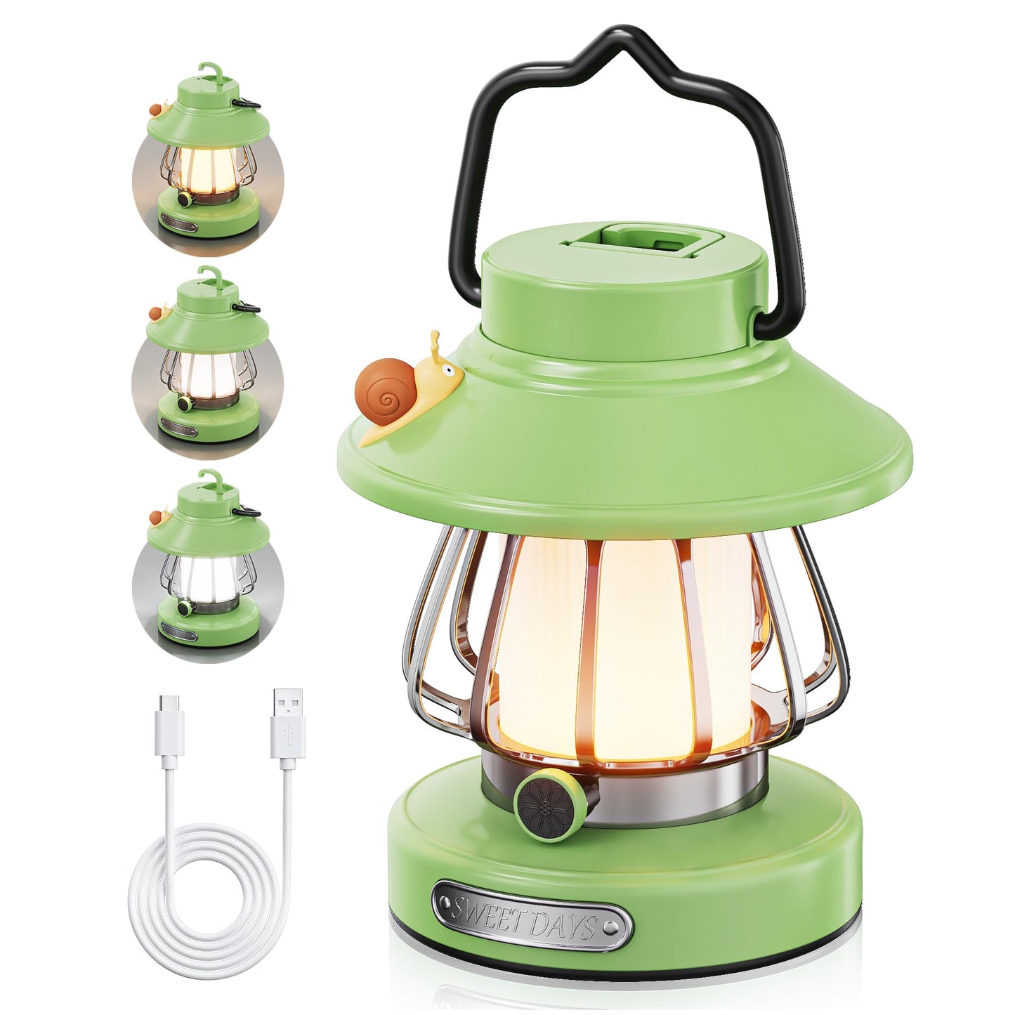 HOMY New Gear lamp for Kids Set Toddler Flashlight Convenient LED Light Rechargeable Battery Operated Outdoor Indoor Essentials Table Portable Night Light Green Gift Electric Camping Lanterns Snail