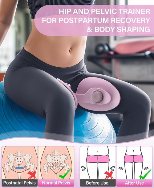 Thigh Trainer Hip Trainer Kegel Exerciser, Pelvic Floor Trainer, Kegel Trainer for Postpartum Rehabilitation, Trimmer Inner Thigh, Thigh Toner Workout (Pink)