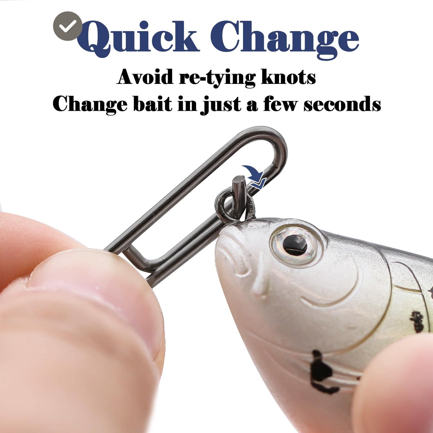 FishTrip Fishing Swivel Clips Power Clip,50pcs Rolling Swivels with Speed Clip Snaps,Quick Change Connector Saltwater Freshwater for Rigs Lures 5#