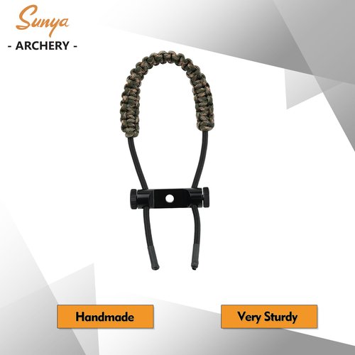 SUNYA Archery Bow Wrist Sling, 550 Paracord Strap with Stretch Lanyard. Fit Compound Bow Stabilizers (Aluminum Mount-Camo)