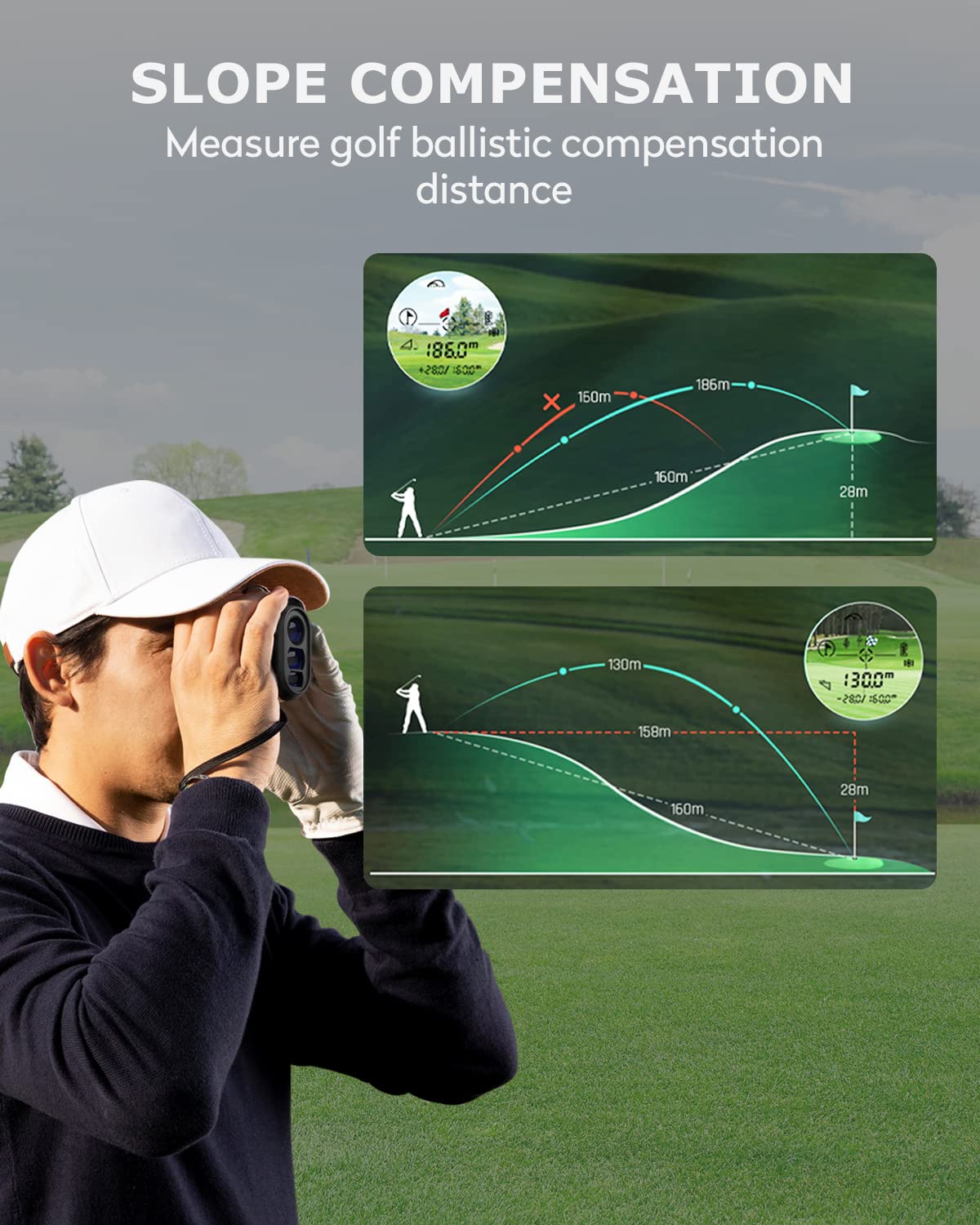 JIEHOME Golf Range Finder X1 660 Yards Rangefinder with Slope Flagpole Lock Vibration 6X Magnification Rechargeable Hunting Laser Rangefinders Golfing Rangefinder Disc Bowhunting
