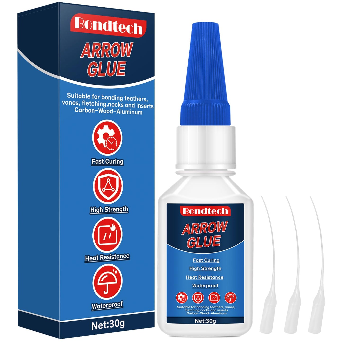 Arrow Glue 30 g, Fletching Glue, Instant & Clear Adhesive for Carbon Arrows, Fletching Vanes, Feathers and Inserts, Great for Aluminium, Carbon and Wood Shafts