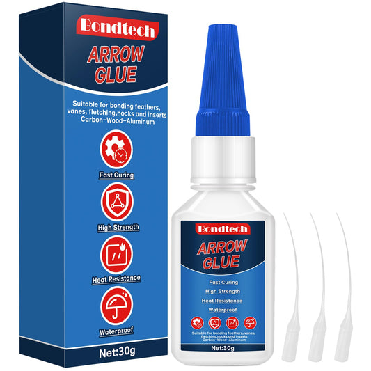 Arrow Glue 30 g, Fletching Glue, Instant & Clear Adhesive for Carbon Arrows, Fletching Vanes, Feathers and Inserts, Great for Aluminium, Carbon and Wood Shafts