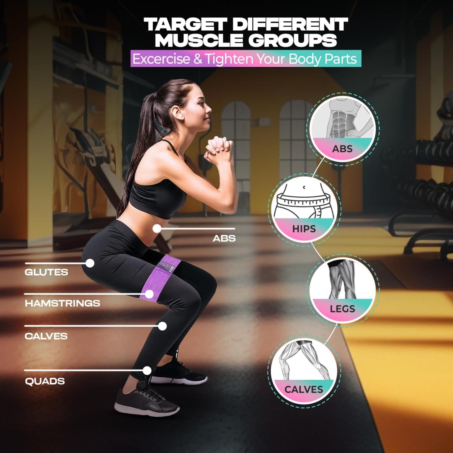 Aura Fabric Resistance Bands Set | 3 Levels of Resistance, Booty Bands for Working Out | Non-Slip Thick Exercise Band for Legs, HIPS & Butt | Perfect for Home, Gym & Travelling Workouts