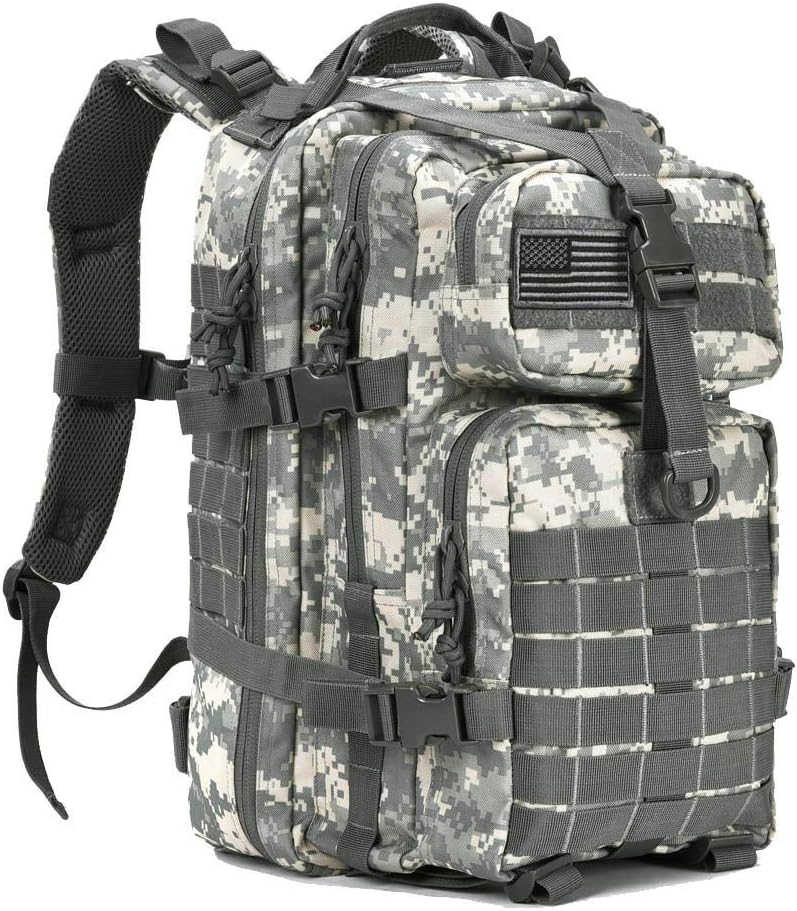 REEBOW GEAR Military Tactical Backpack for Men Large 34L Army 3 Day Assault Pack Molle Bag Backpacks (34L, Black)