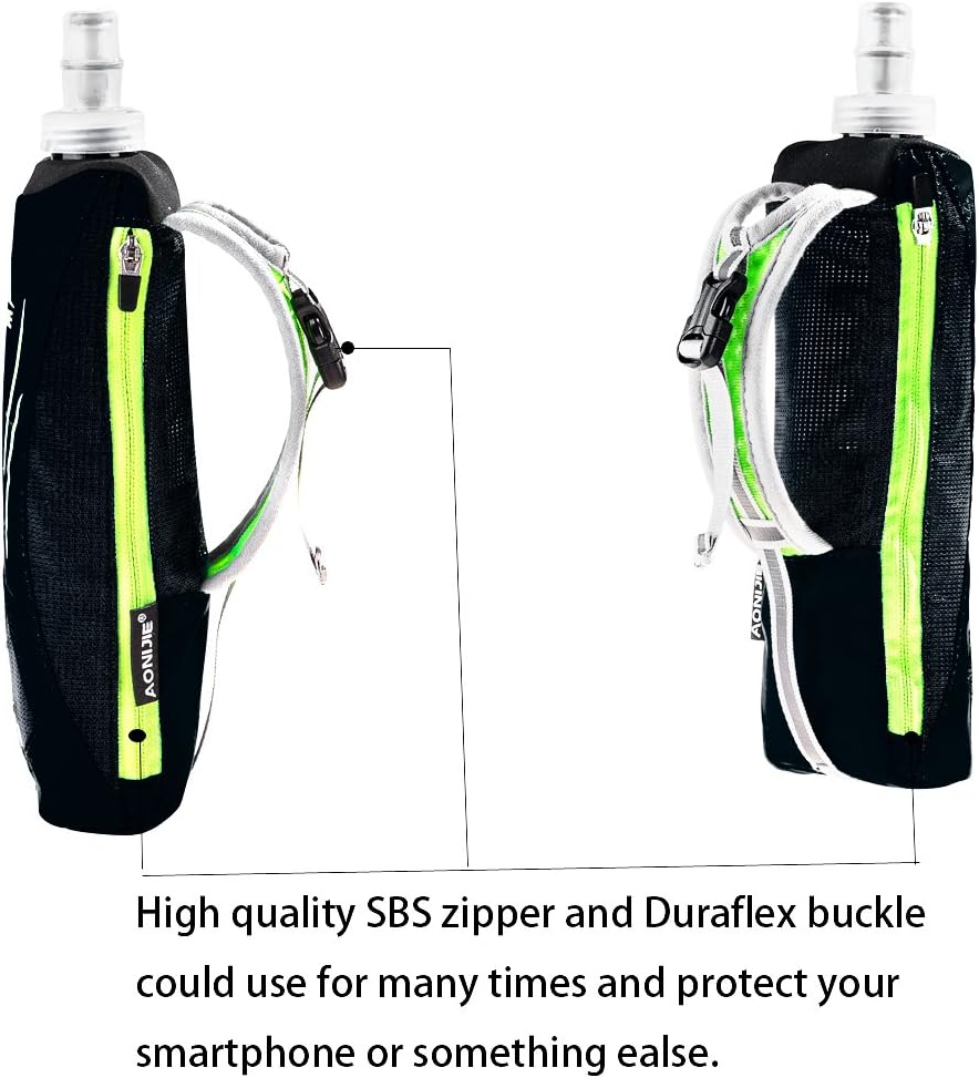 Geila Handheld Water Bottle for Running, 17 oz Grip Handheld Bottle with Hand Strap Hydration Pack, Sport Soft Flask