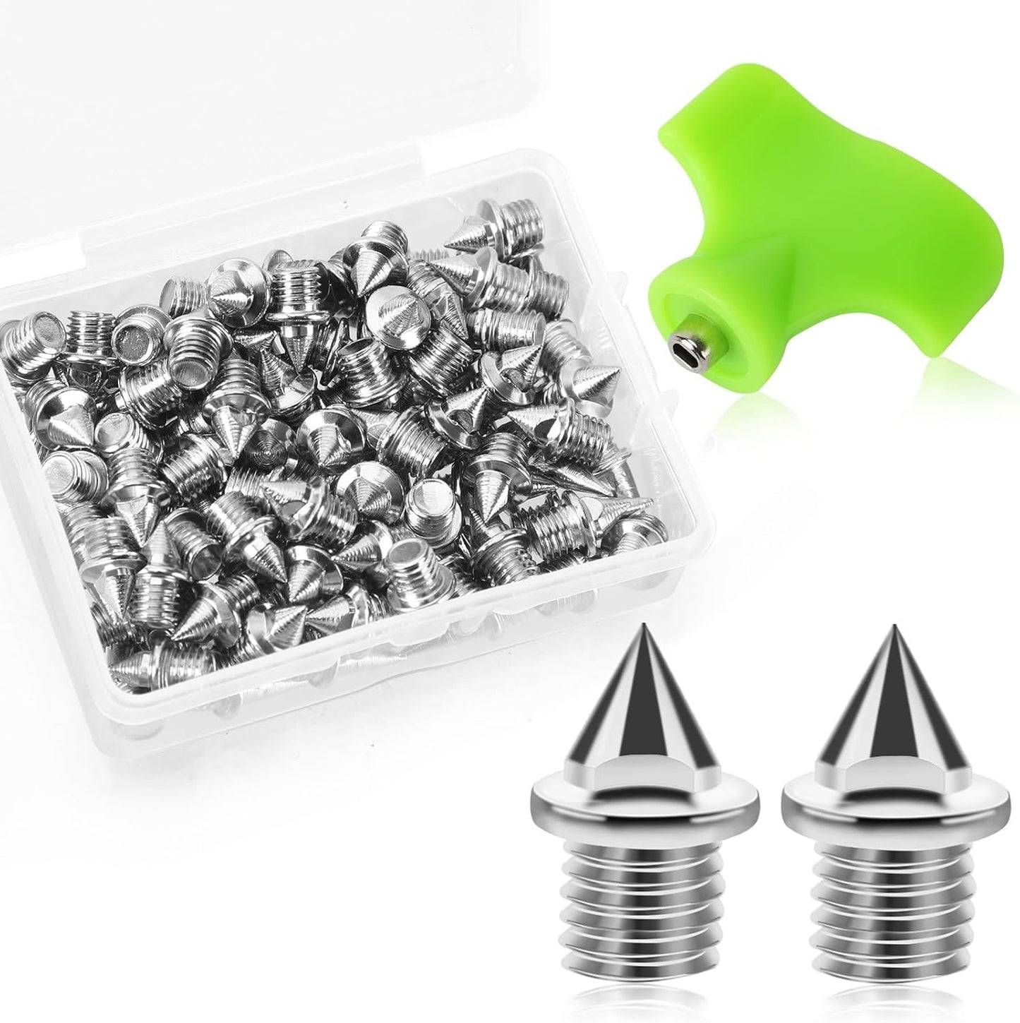 AUGSUN 120pcs Stainless Steel Track and Cross Country Spikes with Spike Wrench, Replacement Spikes for Sprint Sports Short Running Shoes