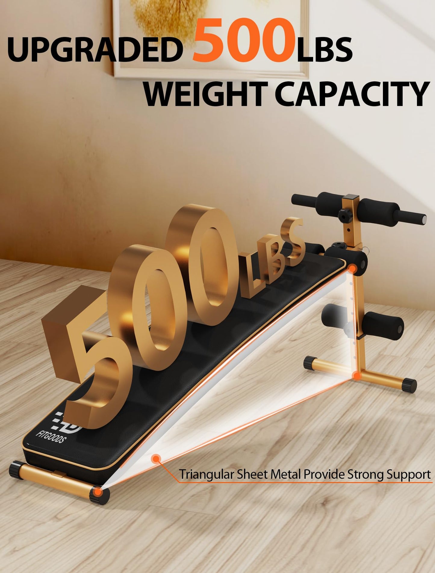 FitGoods Sit Up Bench, Adjustable Workout Bench for Ab Exercise, Curved Incline/Decline Slant Bench, Five Adjustment Levels, Great Home Gym Workout Equipment for Building Abs and Core Muscles