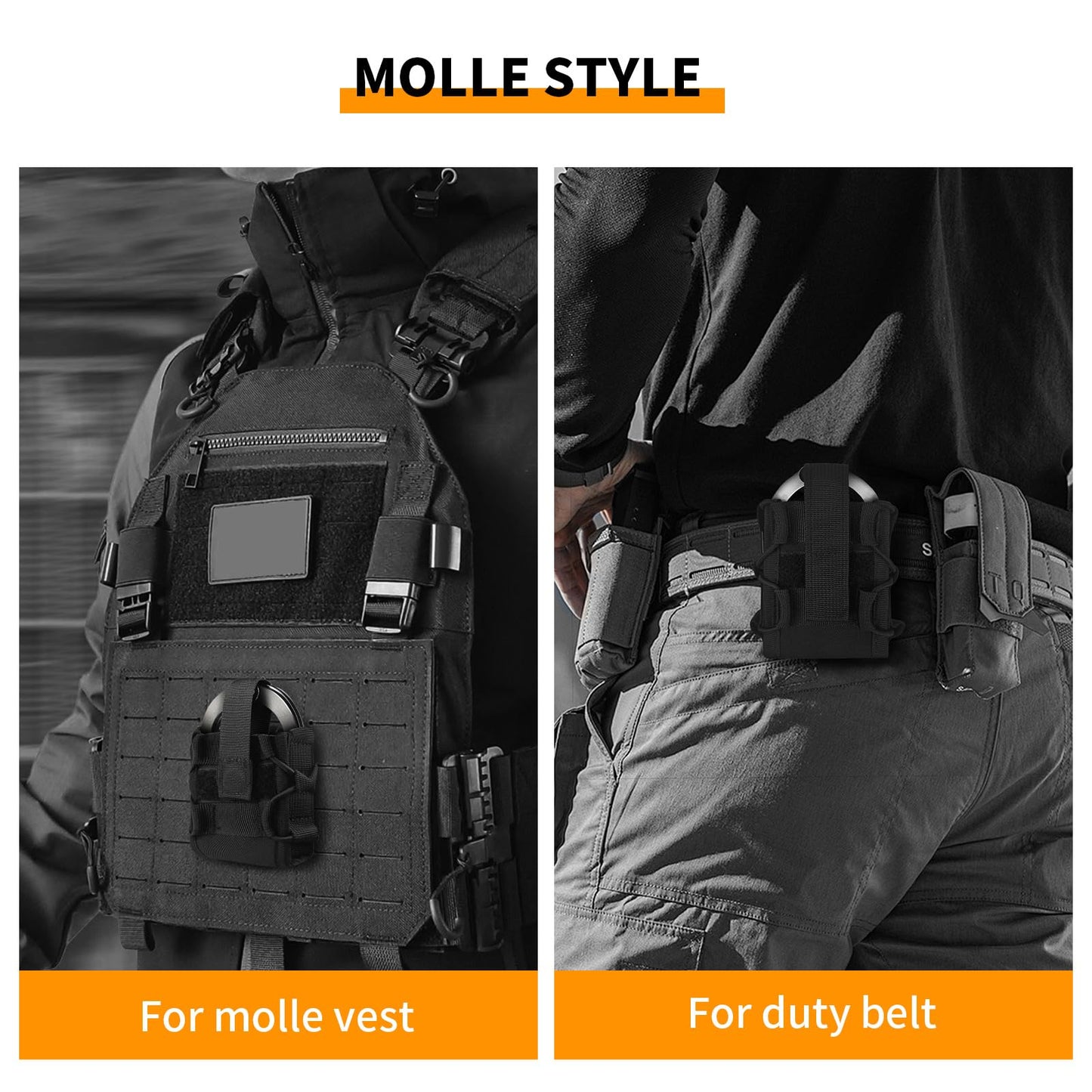 Handcuff Holster Case, Molle Hand Cuff Holder Pouch for Duty Belt and Tactical Vest Black