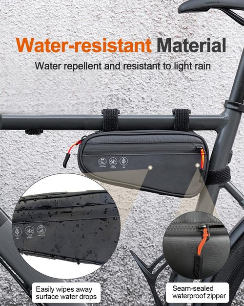 Danuosie Bike Frame Bag, Waterproof Bicycle Triangle Bag with 2 Side Pockets, Bike Storage Pouch, 3-in-1 Top Tube Bags for Phone, Cycling Tool Accessories Pack for MTB Mountain Road Bikes