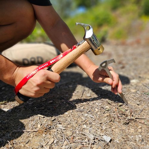 Camping Hammer for Tent Camping- High-Quality Steel & Solid Wood Handle with Cushion Grip - Tent Stake Hammer and Puller with Safety Strap, Heavy Duty Camping Mallet for Tent Stakes (Copper)