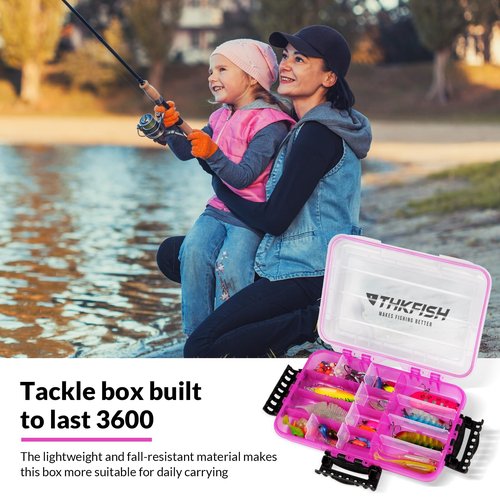 THKFISH Fishing Tackle Box 3600 Tackle Tray Floating Fishing Lure Box Storage Organizer Small Plastic Box with Adjustable Dividers,Sun-proof 1/2PCS