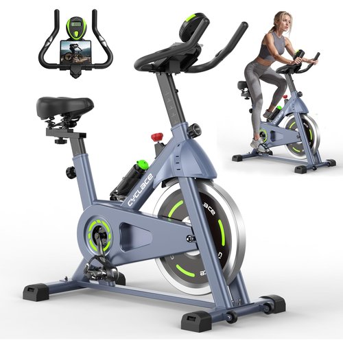 Cyclace Exercise Bike, Brake Pad Indoor Cycling Bike Stationary, Low Noise, 300lbs Weight Capacity
