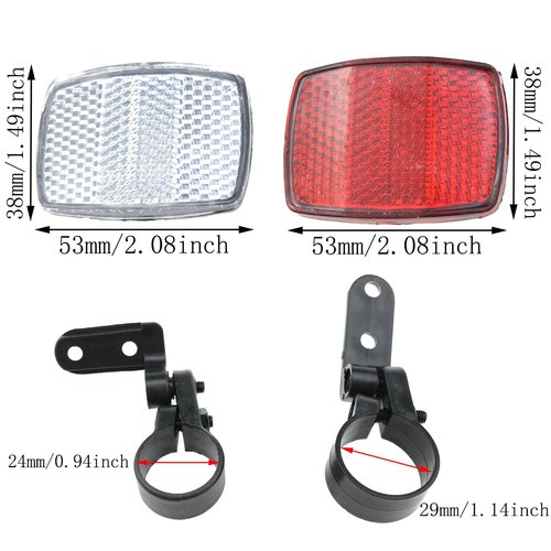 Lovelysp Bike Front and Rear Reflectors Bike Safety Warning Reflectors Handlebar and Seatpost Bicycle Reflectors Kit Red and White -2PCS