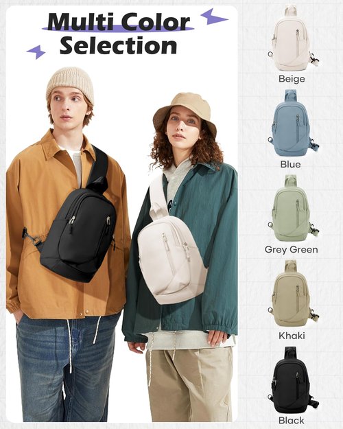 Small Black Sling Crossbody Bag for Men Women, Tactical Backpack Shoulder Daypack Mini Anti-Theft Motorcycle Chest Bags, Small One Strap Backpack for Casual Travel Hiking Outdoor Sports