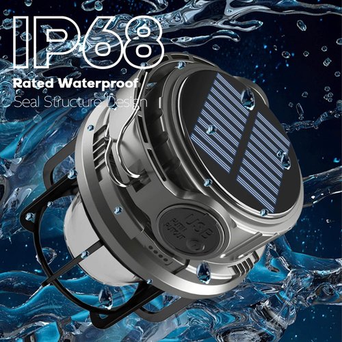 GJB Camping Lantern, Hanging Lanterns with Sloar Panel and 3 Light Sources 6 Lighting Modes, 2400 MAH USB Charging Port Waterproof Light for Camp Tent Hurricane Emergency Outdoor Hiking Travel