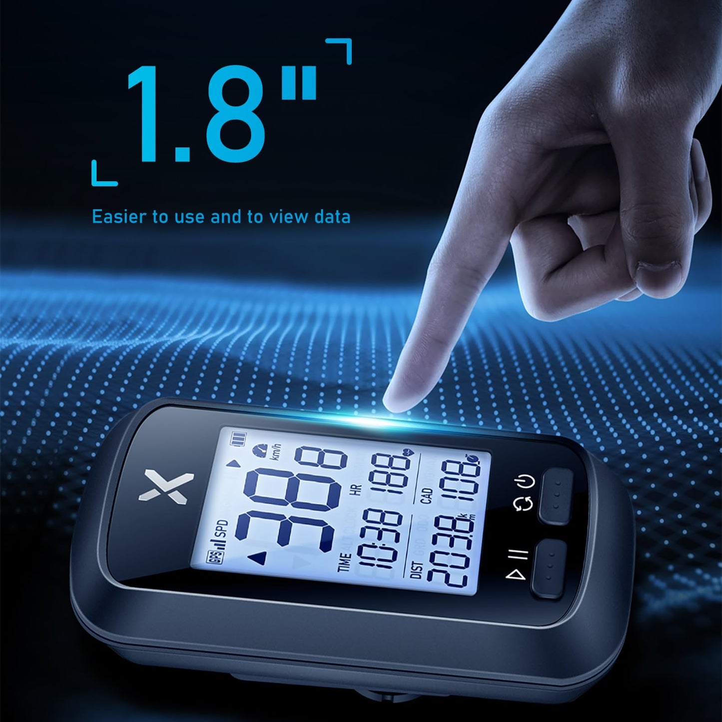 XOSS G+ GPS Bike Computer with Mount, Wireless Bluetooth Cycling Speedometer, Multifunctional ANT+ Bicycle Odometer with Auto Backlight and IPX7 Waterproof MTB Tracker (4 in 1)