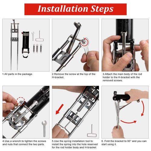 QualyQualy Fishing Rod Holders for Ground, High Sensitivity Spring Automatic Fishing Rod Holder, All Metal Heavy Duty Adjustable Fishing Pole Stand, Bank Fishing Rod Rack Stand-2Pack