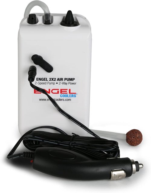 Engel Coolers ENG-AP Lightweight Portable Live Bait 2 Speed Aerator Pump with 12V Powered Adapter for Coolers or Buckets, White