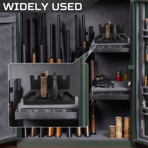 OCQOTAT Pistol Rack for Safe - Foam Holder for Cabinet, Stand with 2 Magnetic Strips Fits 4 Guns