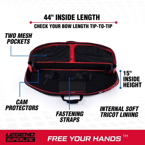 Legend Superline Soft Bow Case for Compound Bow - Thick Padded Compound Bow Case with Backpack & Shoulder Straps, Multiple Pockets, Arrow Tube Holder - Archery Bag for Gear & Accessories - 44"