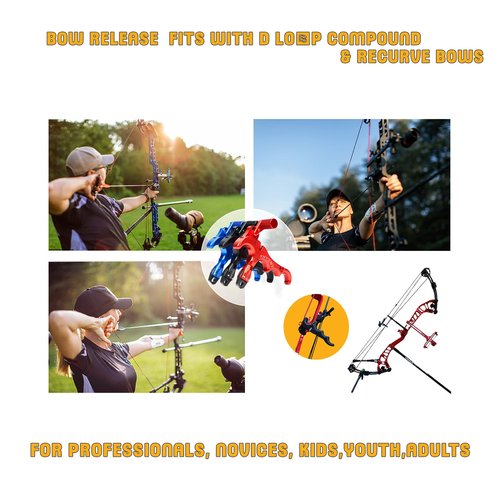 sntxmy Bow Release for Compound Bow, Archery Release Trigger, Compound Bow Release, Thumb Release. (4 Finger Bow Release, Black)