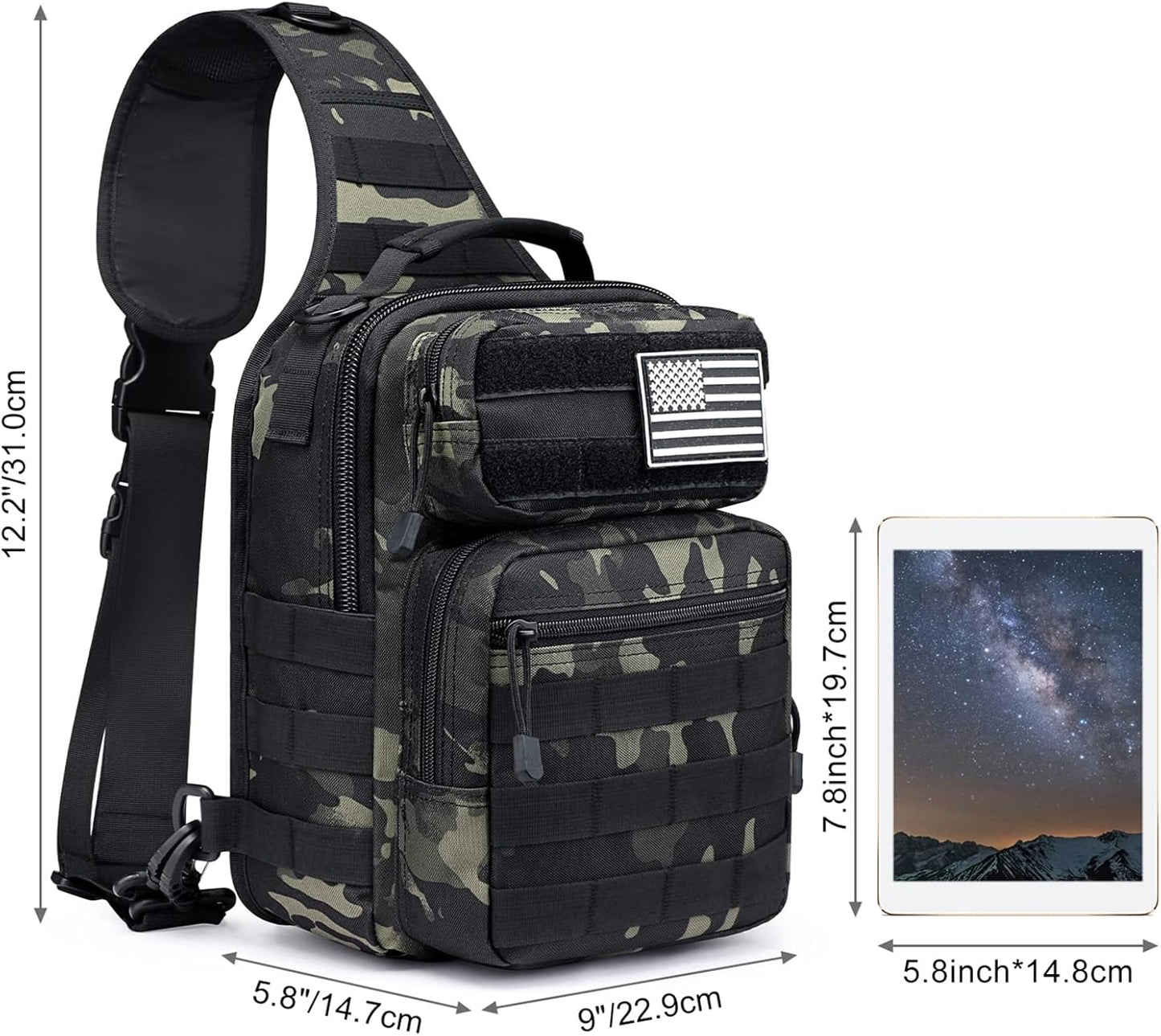 G4Free Tactical Sling Bag Backpack Military Rover Shoulder Sling Pack Molle EDC Small Crossbody Chest Pack