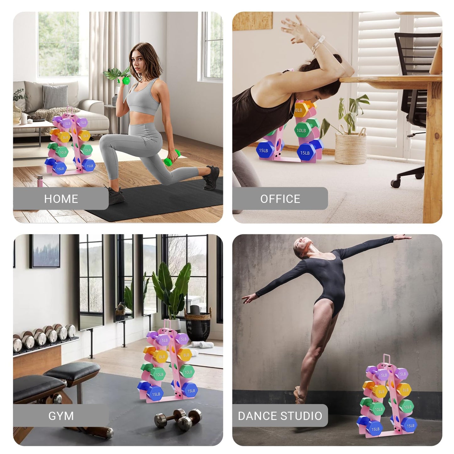 EXBTOKA Weight Rack for Dumbbells 5-15LB(Dumbbells Not Included), 4 Tier Dumbbell Rack Stand Only, Upgraded Handle, Compact A-Frame Weight Rack, Suitable for Home Gym