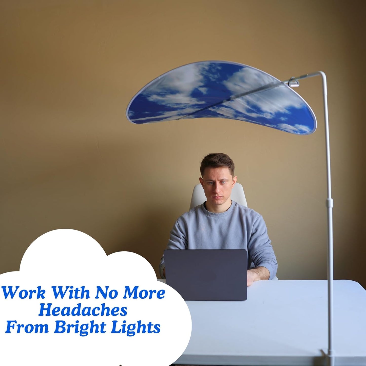Office Cubicle Desk Shade | Relaxing Cloud Design & Easy Assembly | Office Desk Shade for Cubicle & Light Blocker | Overhead Light Shield & Cover to Block Sun or Indoor Ceiling Lights | Cubicle Shade