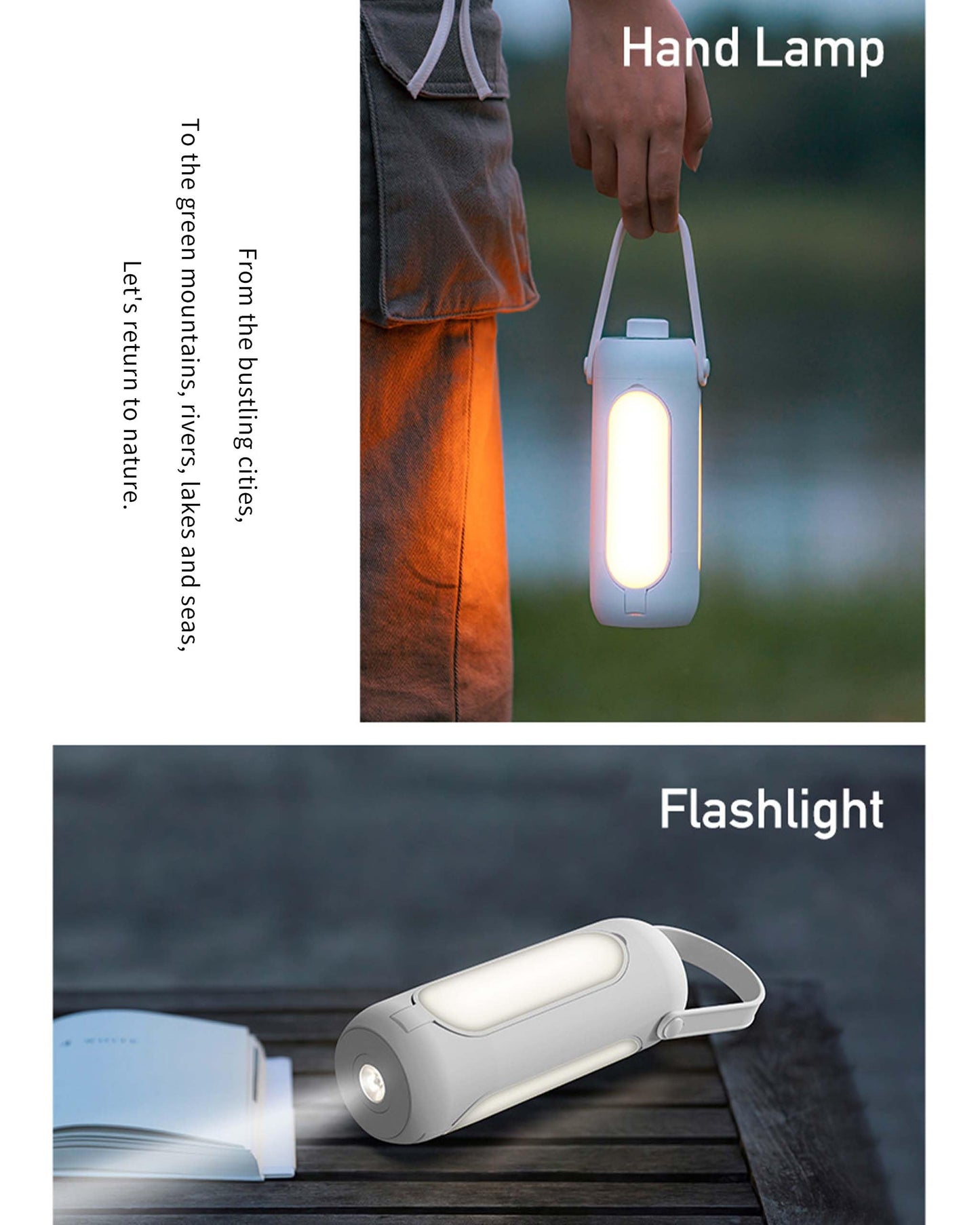 8AMTECH Camping Lantern, Portable Outdoor Light Folding Flashlight Large Capacity Emergency Power Supply Rechargeable Light for Backpacking, Hiking, Fishing, Emergency, Hurricane