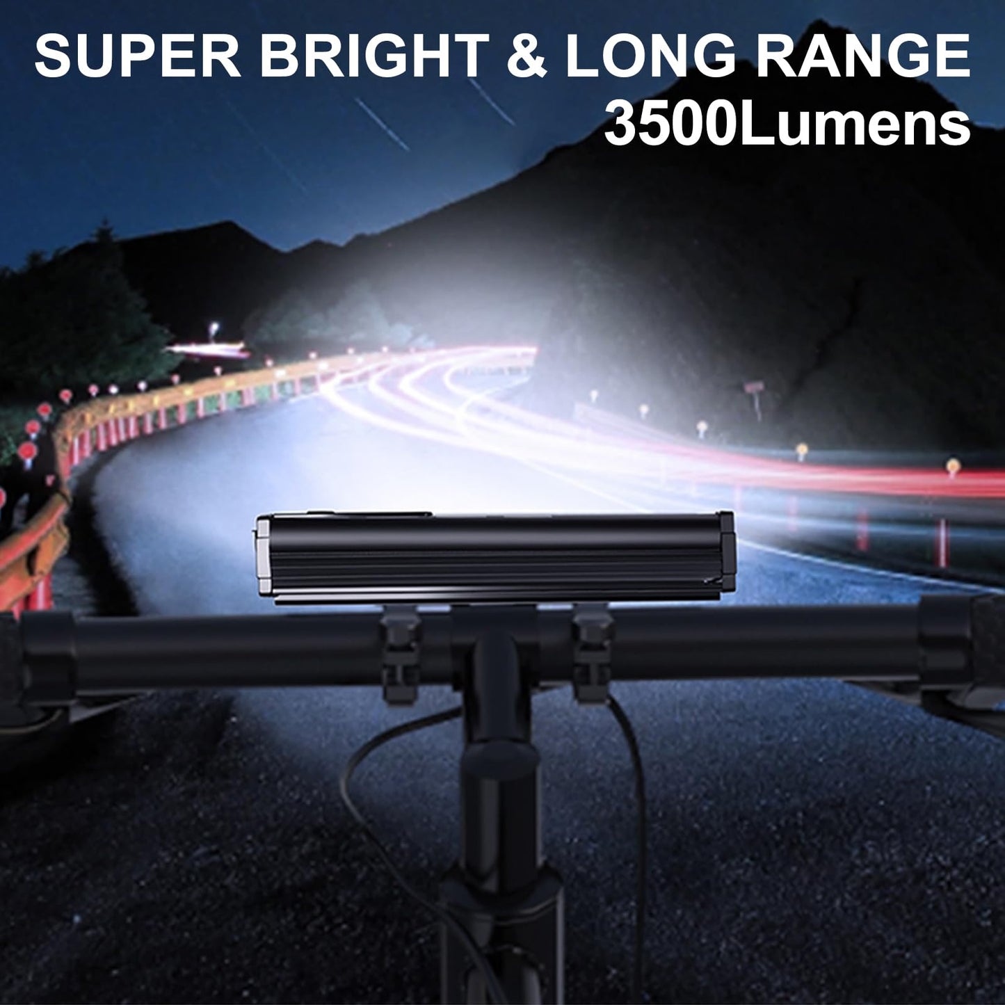 3500 Lumen Bike Lights, USB-C Rechargeable Bicycle Light, Super Bright Bike Lights for Night Riding, IP65 Waterproof Bicycle Headlight, for Commuters Adults and Children