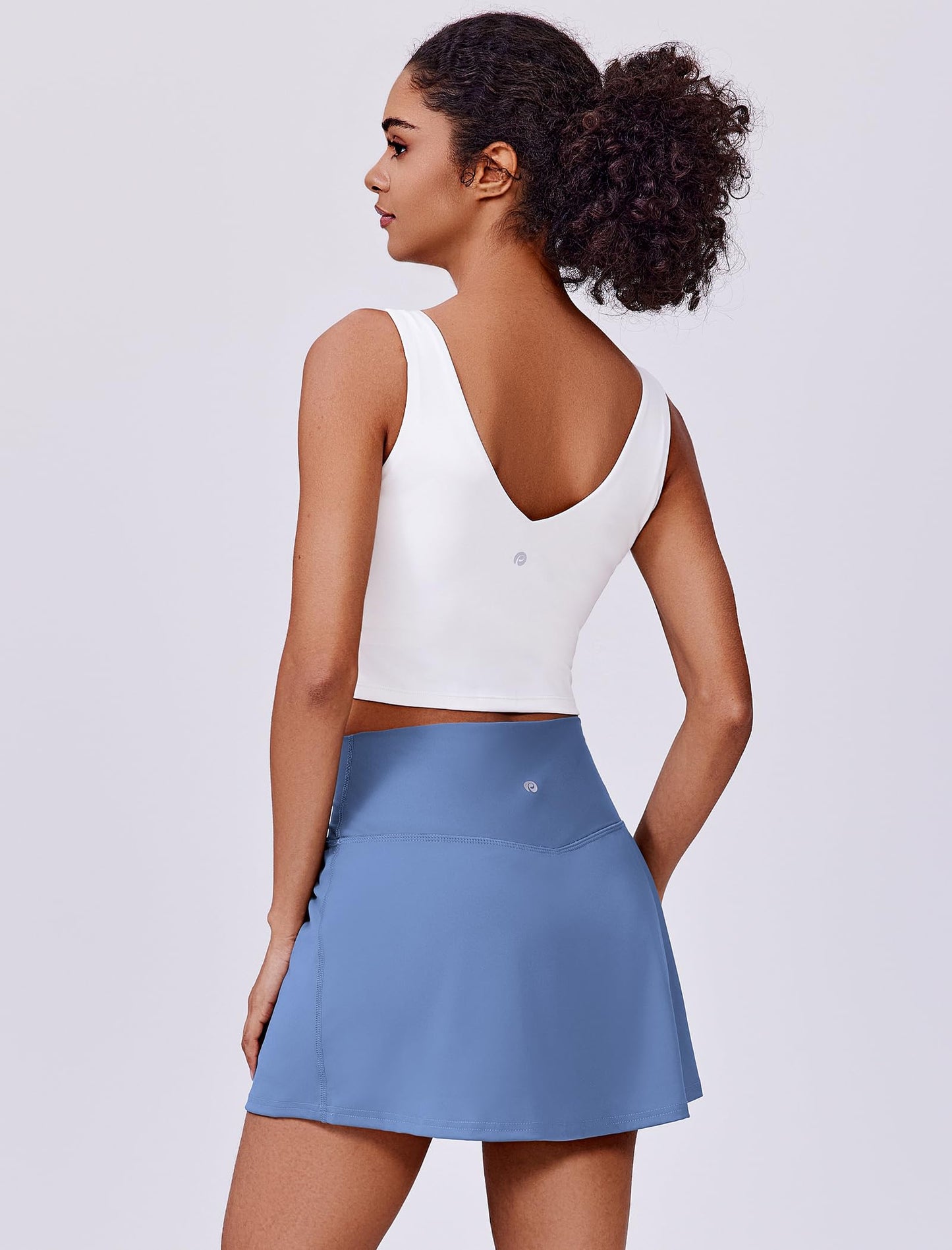 PINSPARK Skorts for Woman High Waisted Tennis Skirts with 2 Pockets Tummy Control Lightweight Performance Active Golf Skirt，Blue Small
