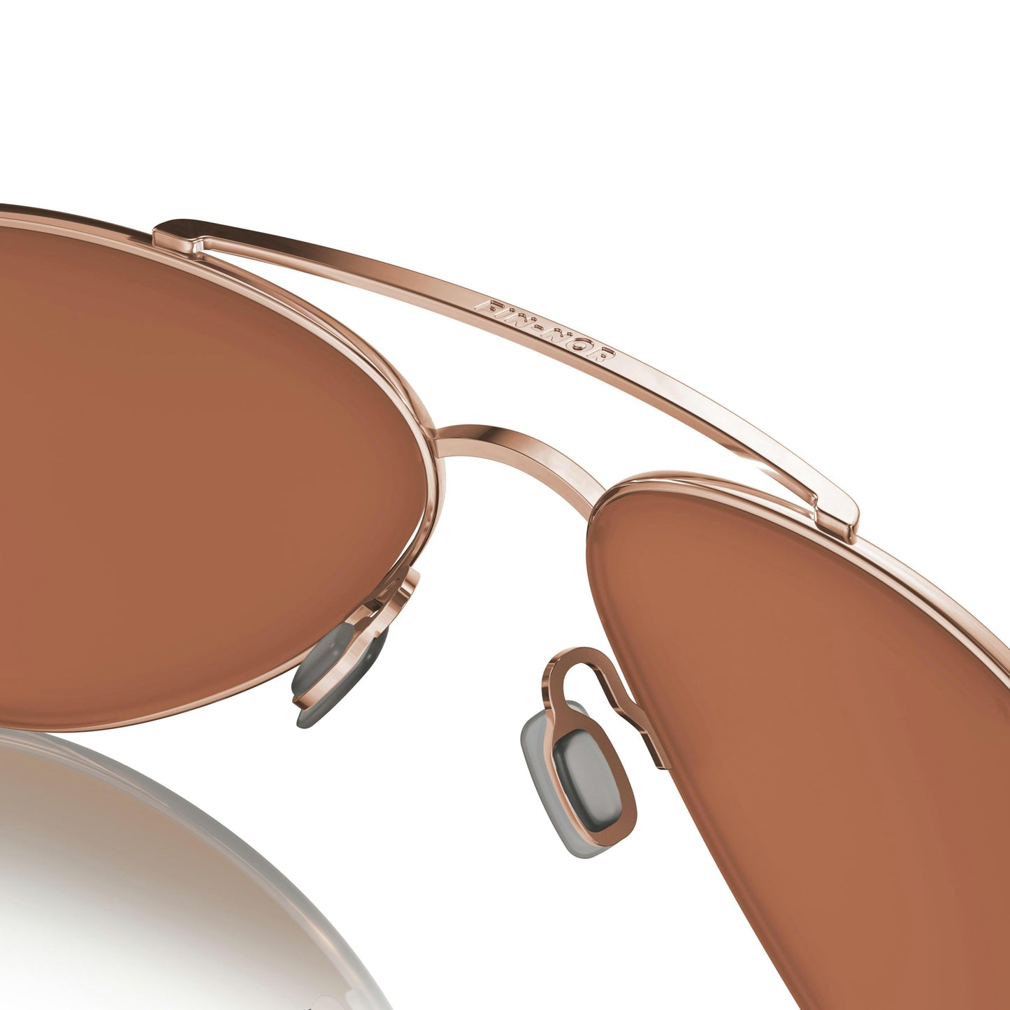 Fin-Nor Men's Rectangular Sunglasses, Green/Copper Polycarbonate Lens-Rose Gold/Brown/Amber Stripe Frame, S/M