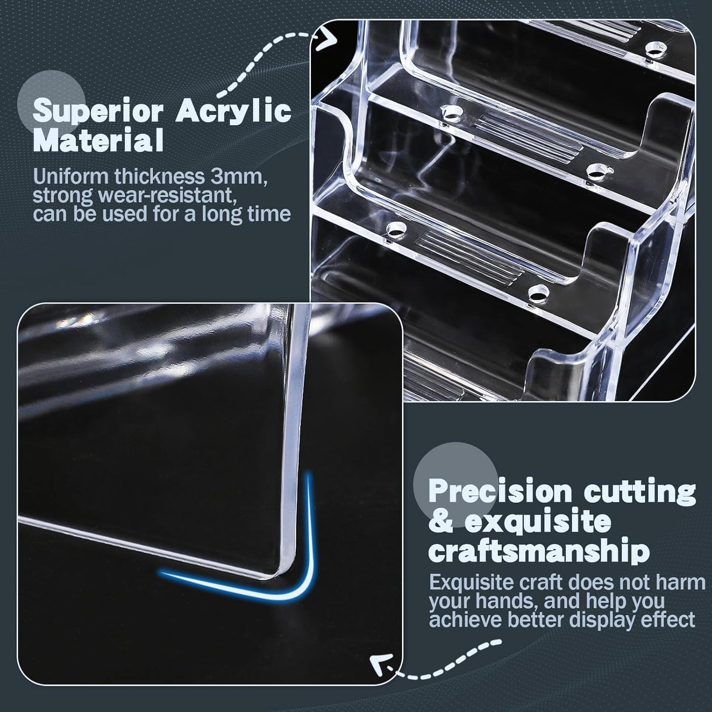 Acrylic Business Card Holder for Desk,4-Tier Clear Plastic Display Stand with 8 Pockets, Holds 400 Cards,ldeal for Office & Workspace Organization