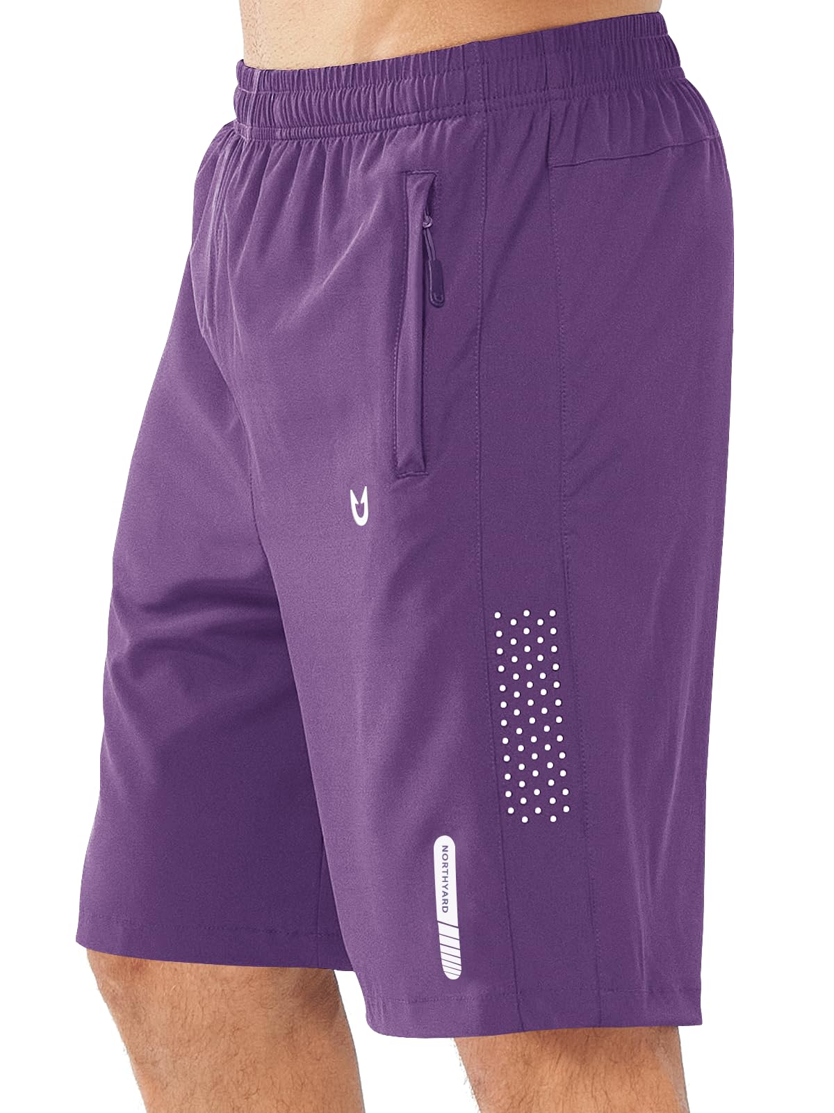 NORTHYARD Men's Athletic Running Shorts Gym Workout 7"/9"/5" Quick Dry Lightweight Sports Basketball Tennis 3 Zipper Pockets PURPLE-9inch M