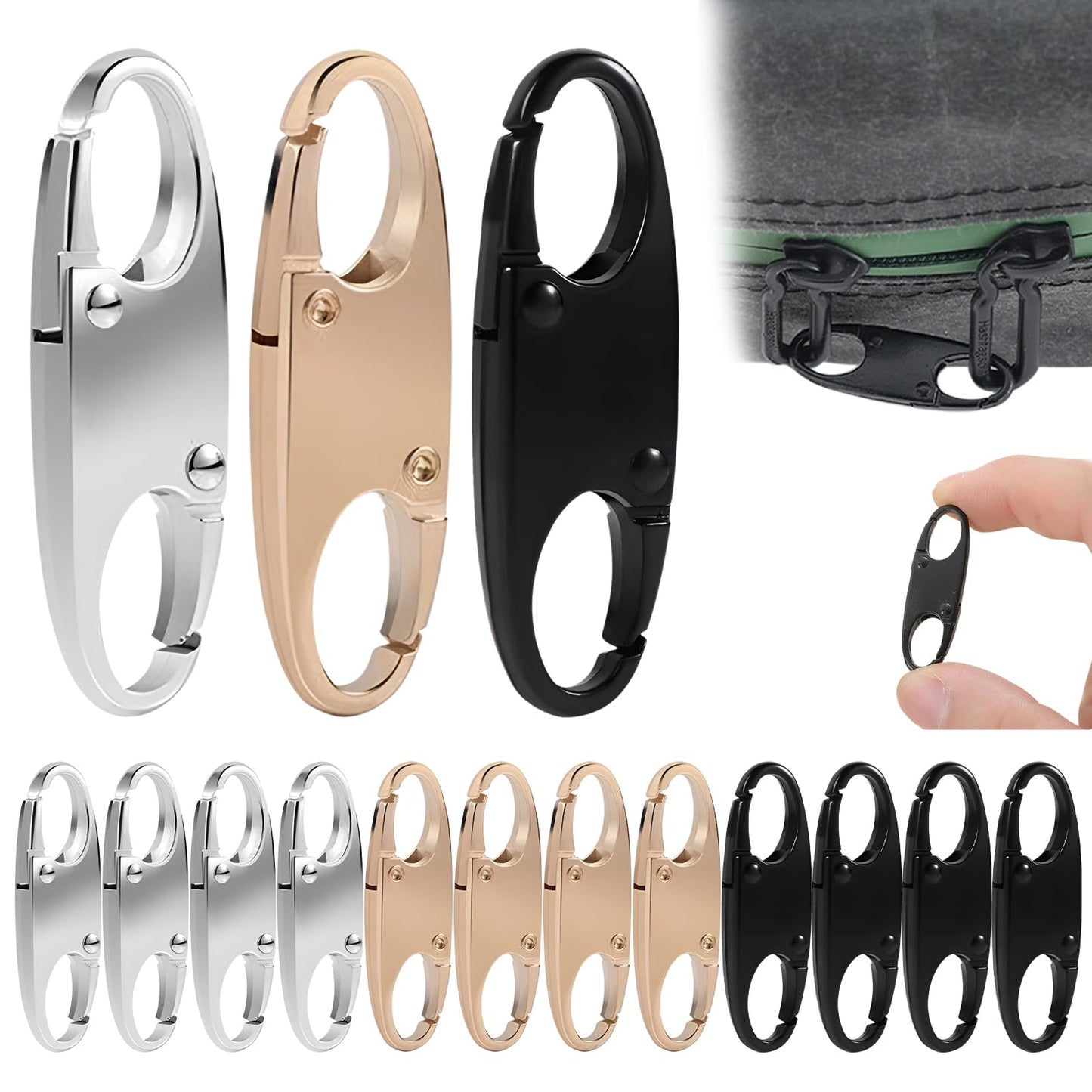 AGLOO 15Pcs Double Small Carabiner Clips Mini Zipper Pull,Versatile S Carabiner Keychain,Alloy Snap Hook Lock Zipper Clip,for Camping Fishing Traveling and DIY